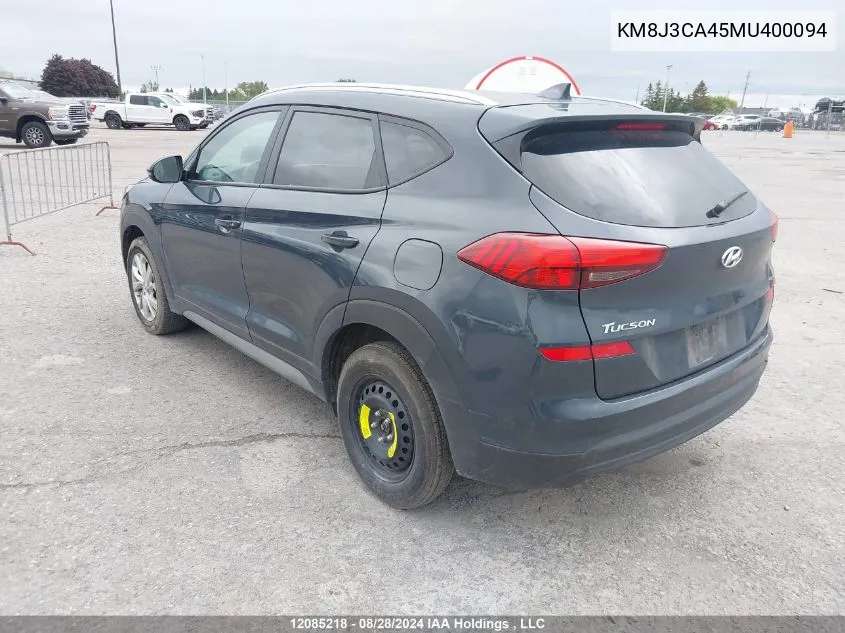 2021 Hyundai Tucson Limited/Sel/Sport/Ultimate/Value VIN: KM8J3CA45MU400094 Lot: 12085218