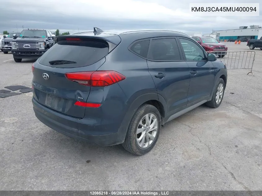 2021 Hyundai Tucson Limited/Sel/Sport/Ultimate/Value VIN: KM8J3CA45MU400094 Lot: 12085218