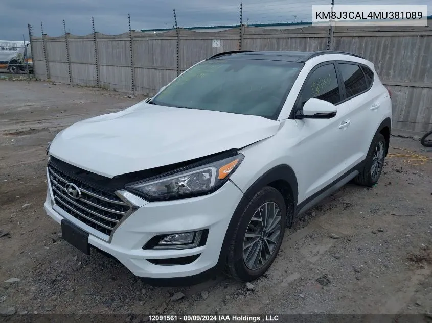 2021 Hyundai Tucson Limited/Sel/Sport/Ultimate/Value VIN: KM8J3CAL4MU381089 Lot: 12091561