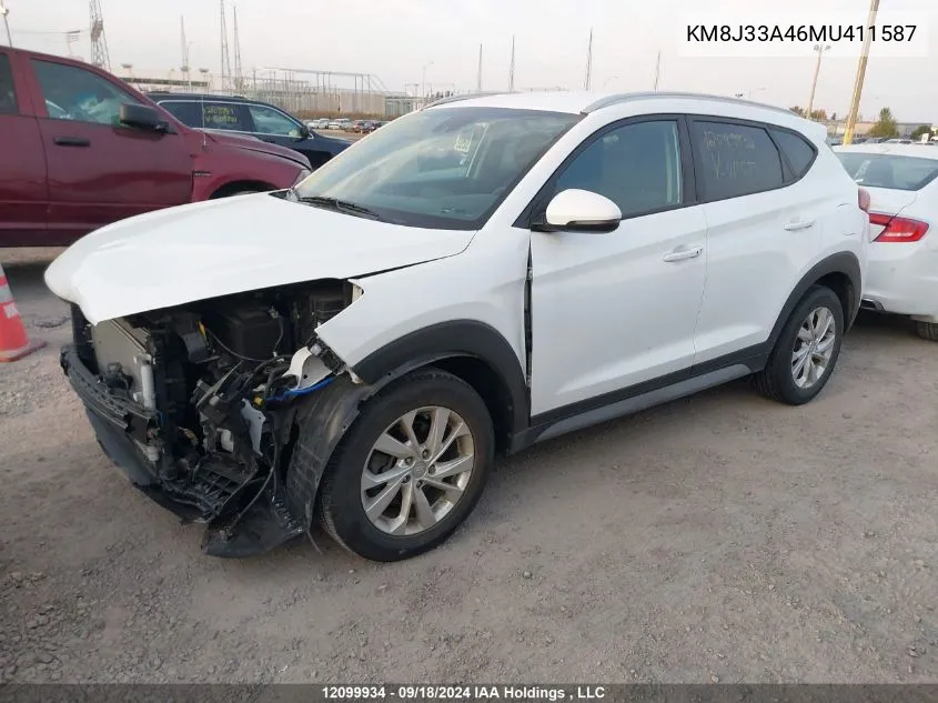 2021 Hyundai Tucson Preferred Fwd VIN: KM8J33A46MU411587 Lot: 12099934