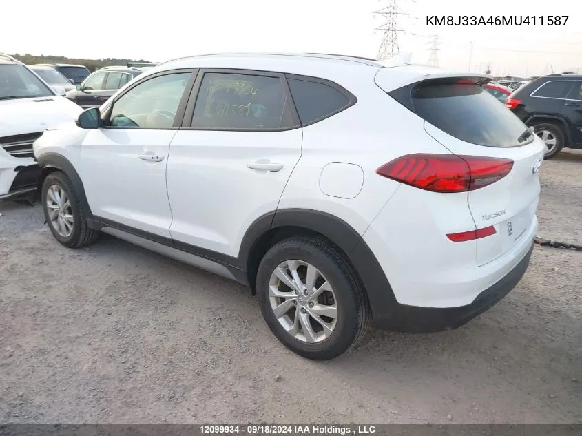 2021 Hyundai Tucson Preferred Fwd VIN: KM8J33A46MU411587 Lot: 12099934