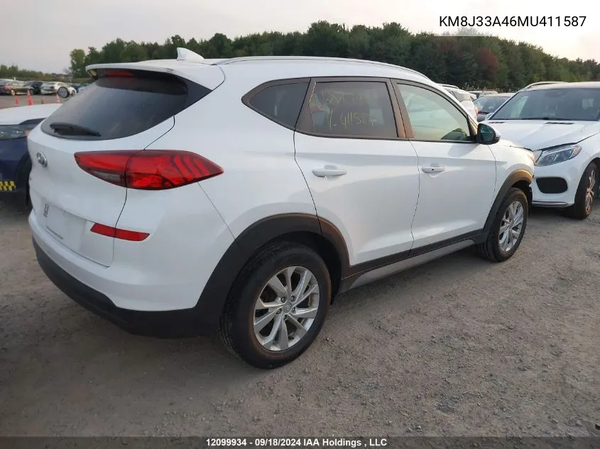 2021 Hyundai Tucson Preferred Fwd VIN: KM8J33A46MU411587 Lot: 12099934