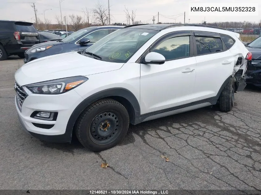 2021 Hyundai Tucson Luxury VIN: KM8J3CAL5MU352328 Lot: 12140521