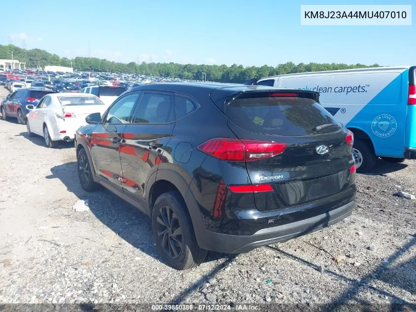 2021 Hyundai Tucson Se VIN: KM8J23A44MU407010 Lot: 39850385