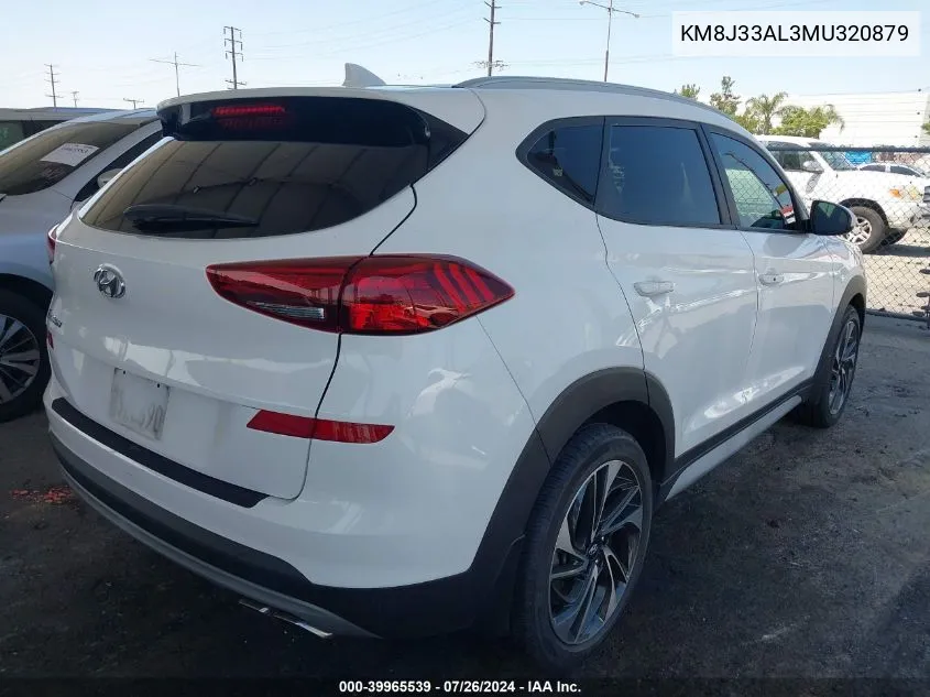 2021 Hyundai Tucson Sport VIN: KM8J33AL3MU320879 Lot: 39965539