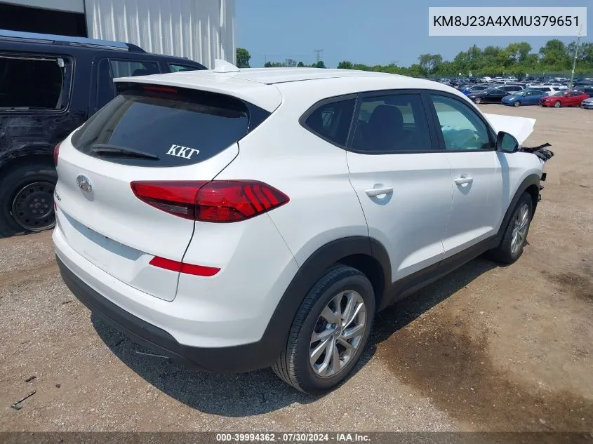 2021 Hyundai Tucson Se VIN: KM8J23A4XMU379651 Lot: 39994362