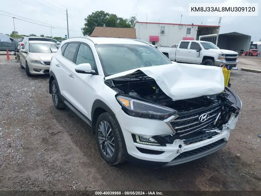 2021 Hyundai Tucson Limited VIN: KM8J33AL8MU309120 Lot: 40039988