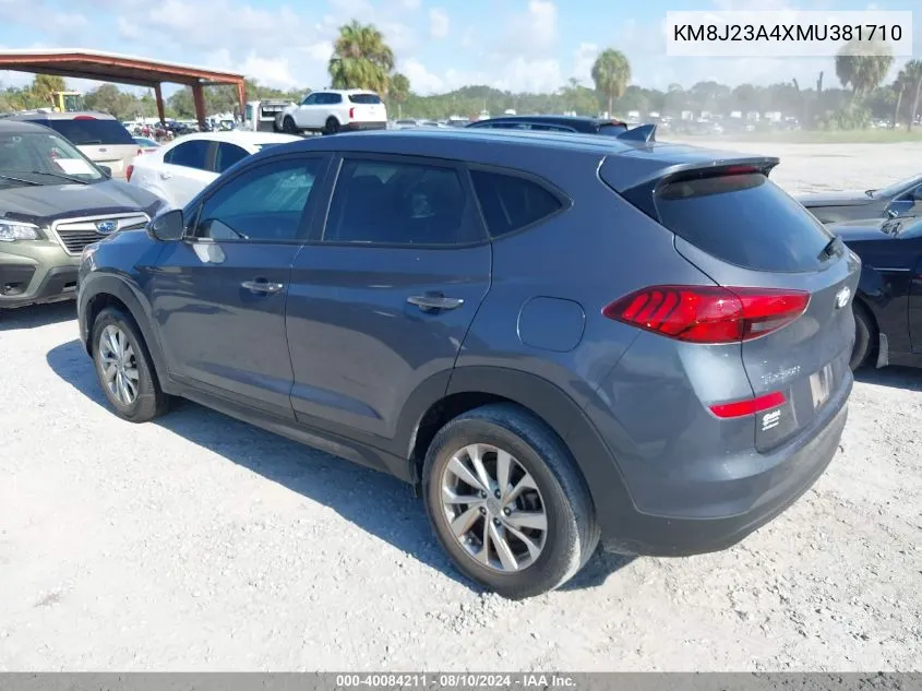 2021 Hyundai Tucson Se VIN: KM8J23A4XMU381710 Lot: 40084211