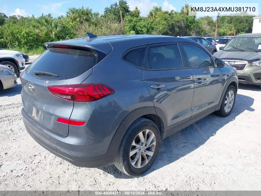 2021 Hyundai Tucson Se VIN: KM8J23A4XMU381710 Lot: 40084211