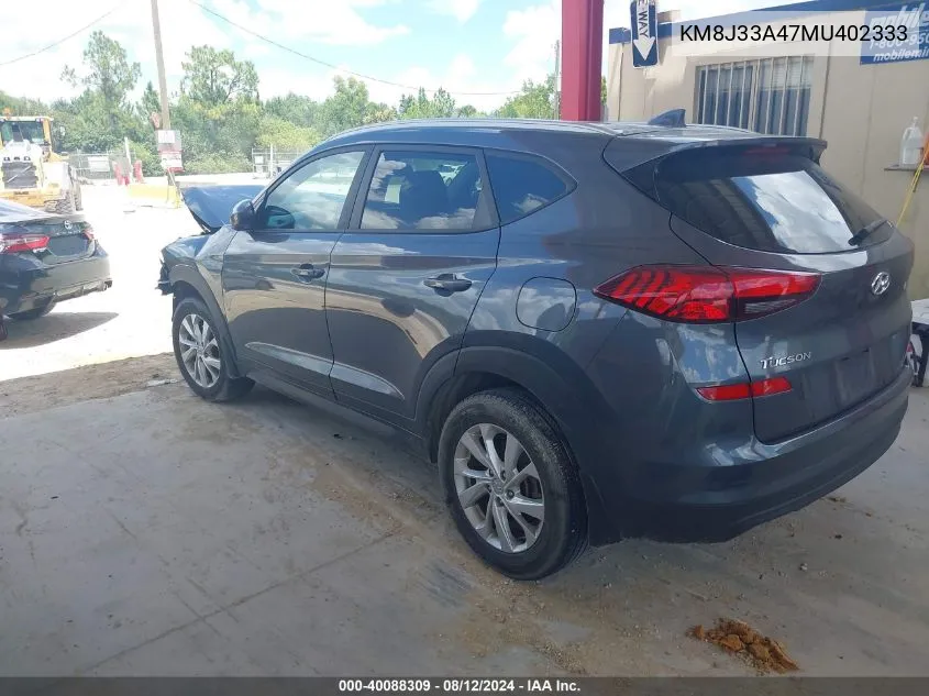 2021 Hyundai Tucson Value VIN: KM8J33A47MU402333 Lot: 40088309