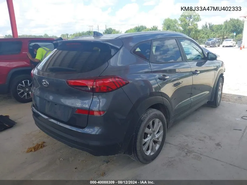 2021 Hyundai Tucson Value VIN: KM8J33A47MU402333 Lot: 40088309