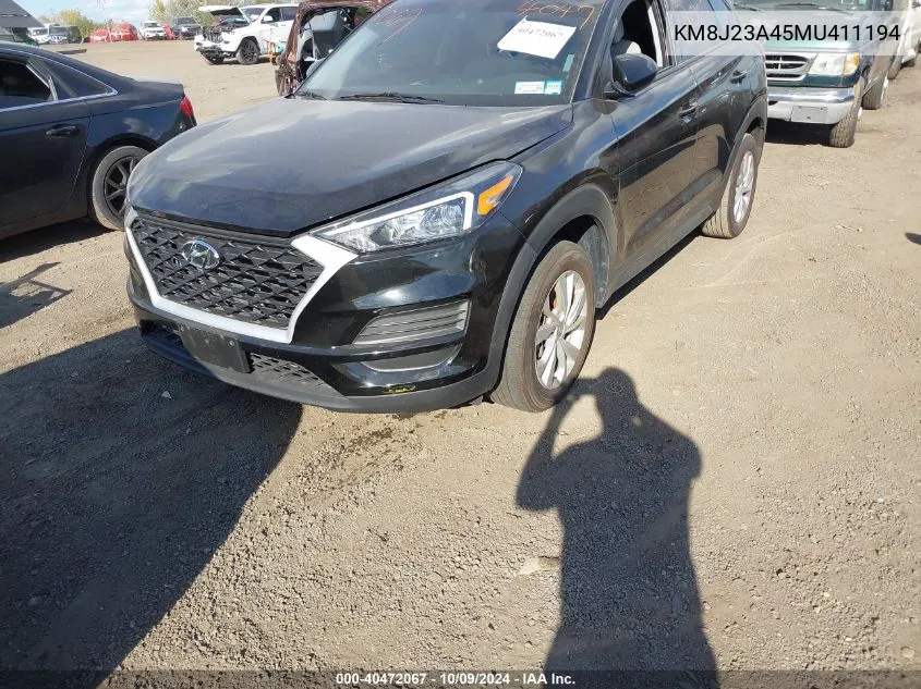 2021 Hyundai Tucson Se VIN: KM8J23A45MU411194 Lot: 40472067