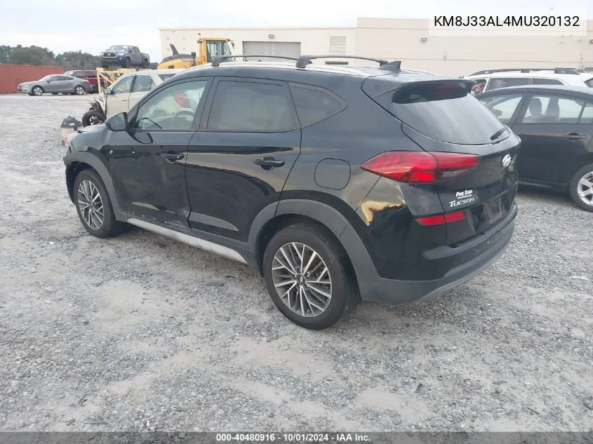 2021 Hyundai Tucson Limited/Sel/Sport/Ultimat VIN: KM8J33AL4MU320132 Lot: 40480916