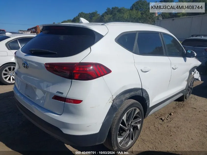 2021 Hyundai Tucson Sport VIN: KM8J3CAL4MU408744 Lot: 40499701