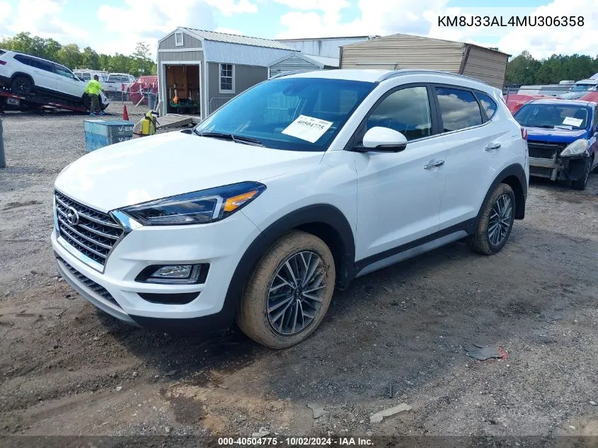 2021 Hyundai Tucson Limited VIN: KM8J33AL4MU306358 Lot: 40504775