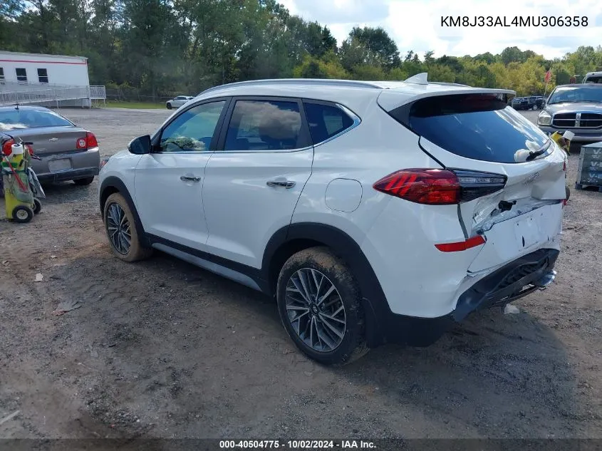 2021 Hyundai Tucson Limited VIN: KM8J33AL4MU306358 Lot: 40504775