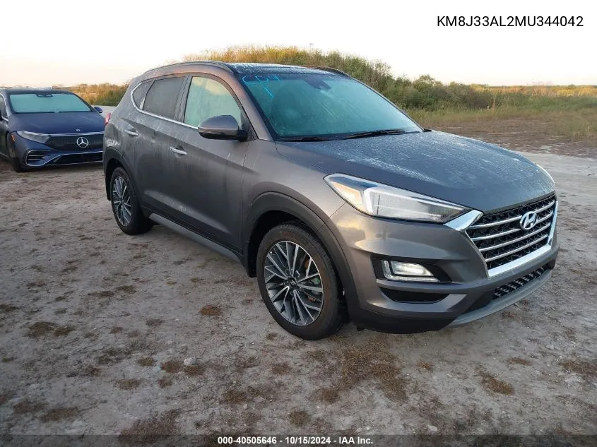 2021 Hyundai Tucson Ultimate VIN: KM8J33AL2MU344042 Lot: 40505646