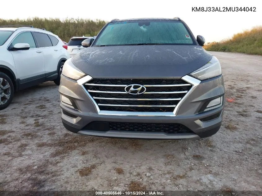 2021 Hyundai Tucson Ultimate VIN: KM8J33AL2MU344042 Lot: 40505646