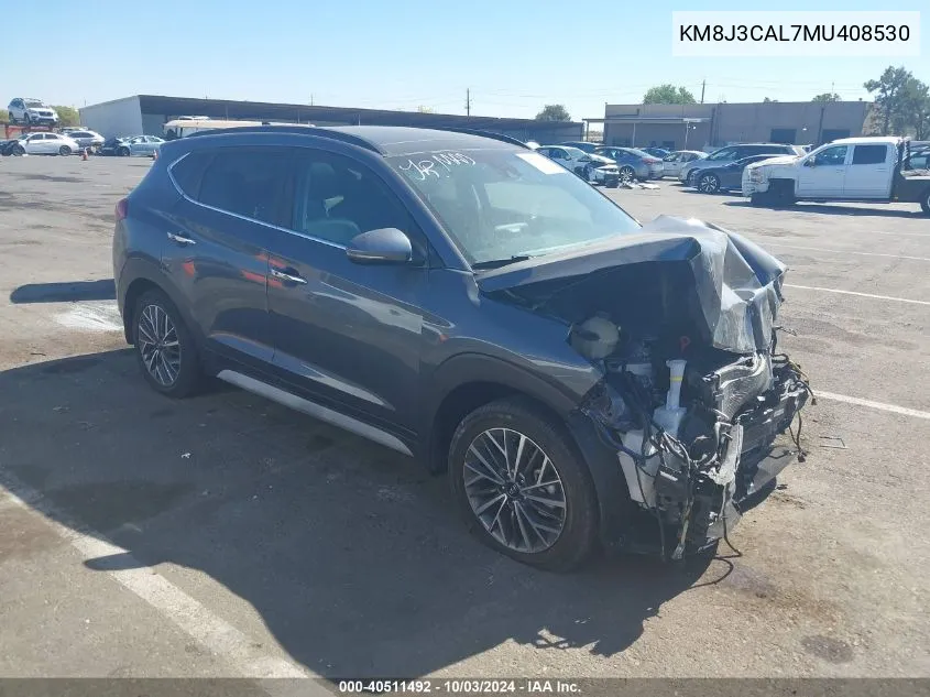 2021 Hyundai Tucson Ultimate VIN: KM8J3CAL7MU408530 Lot: 40511492