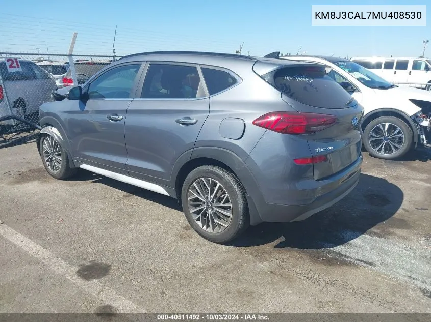 2021 Hyundai Tucson Ultimate VIN: KM8J3CAL7MU408530 Lot: 40511492