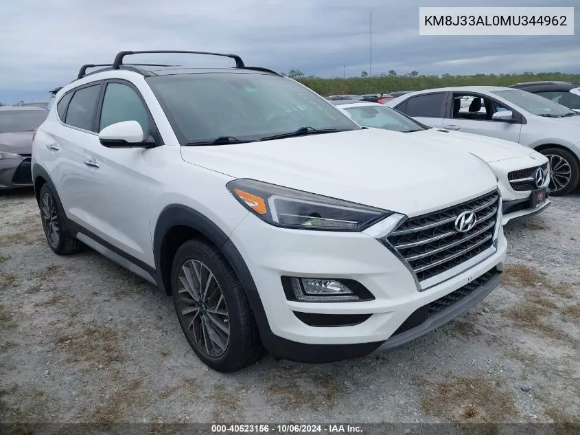 2021 Hyundai Tucson Ultimate VIN: KM8J33AL0MU344962 Lot: 40523156