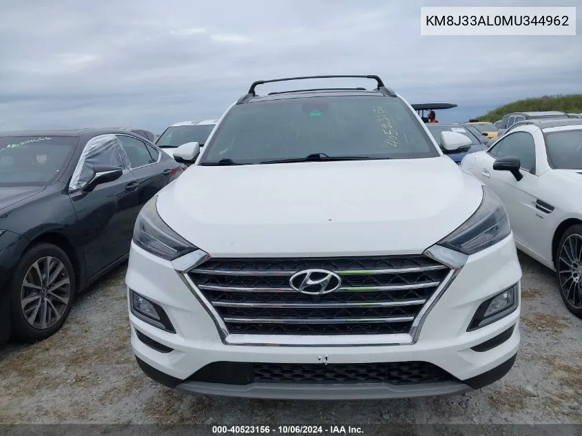 2021 Hyundai Tucson Ultimate VIN: KM8J33AL0MU344962 Lot: 40523156