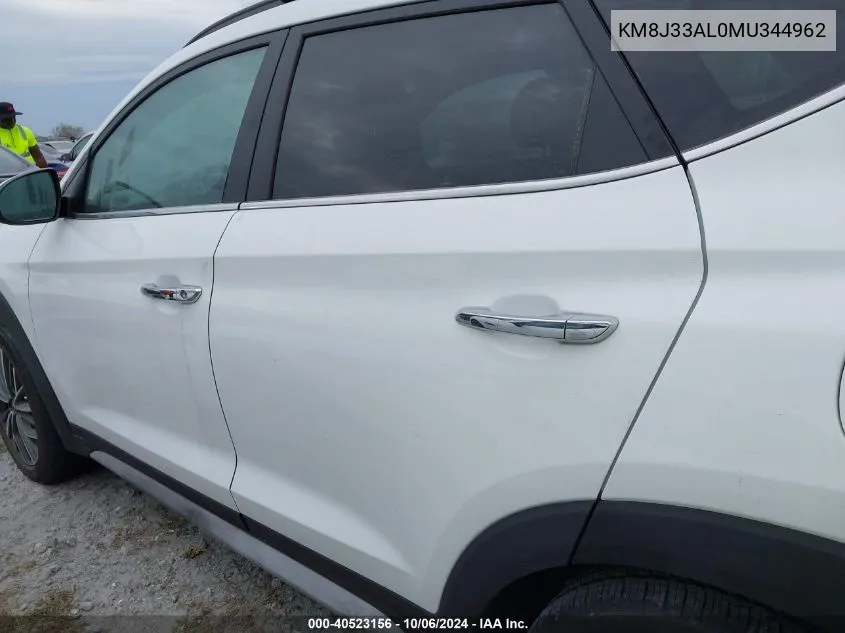 2021 Hyundai Tucson Ultimate VIN: KM8J33AL0MU344962 Lot: 40523156