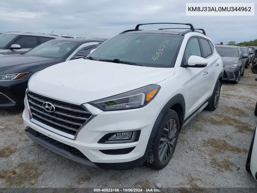 2021 Hyundai Tucson Ultimate VIN: KM8J33AL0MU344962 Lot: 40523156