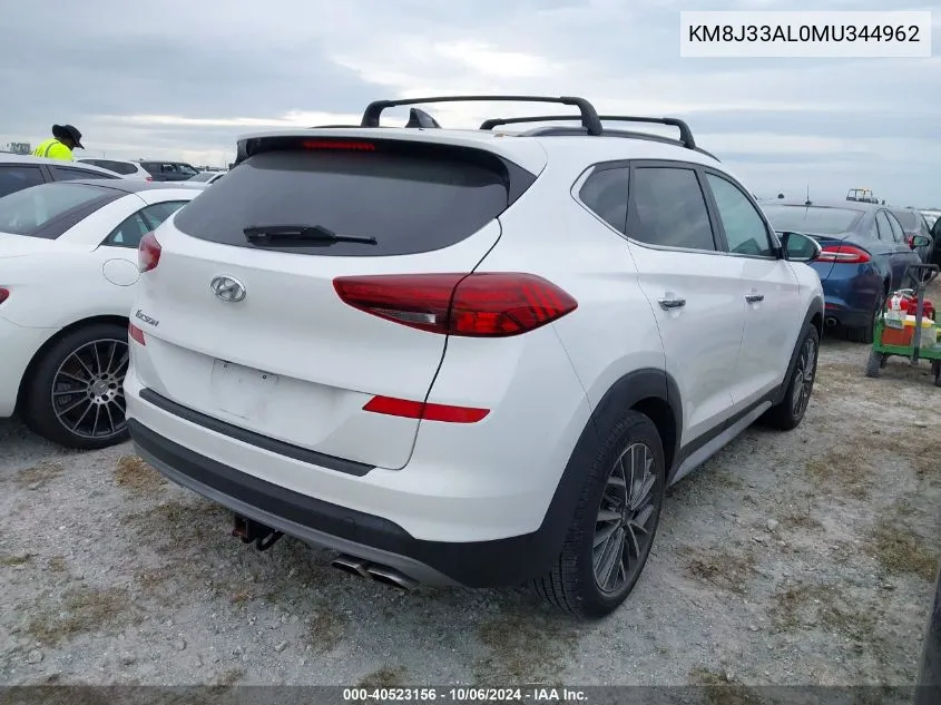 2021 Hyundai Tucson Ultimate VIN: KM8J33AL0MU344962 Lot: 40523156