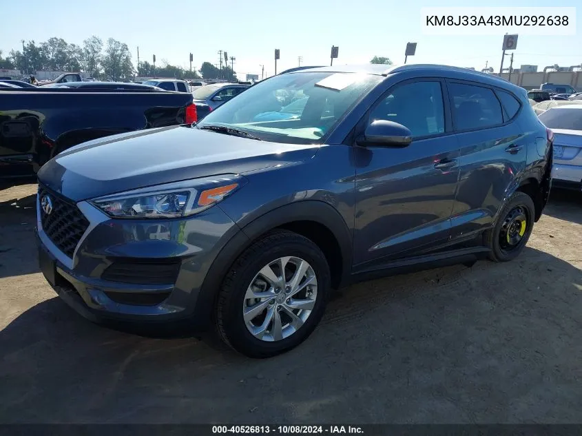 2021 Hyundai Tucson Value VIN: KM8J33A43MU292638 Lot: 40526813