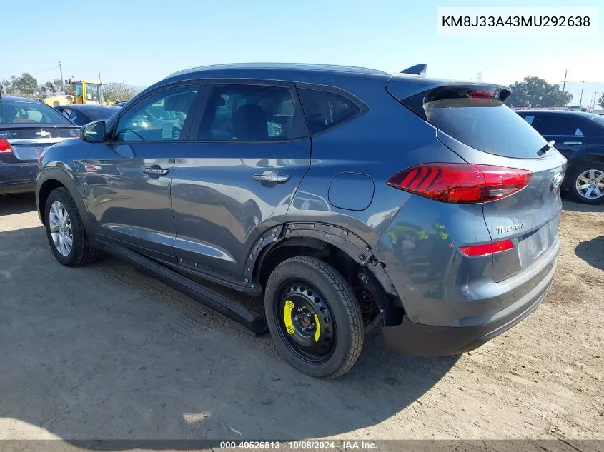 2021 Hyundai Tucson Value VIN: KM8J33A43MU292638 Lot: 40526813