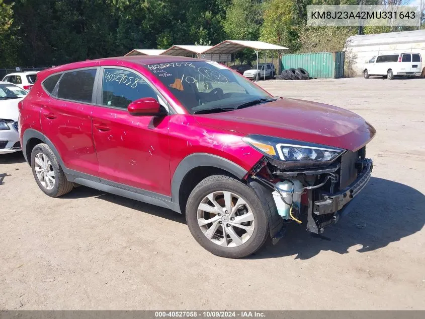 2021 Hyundai Tucson Se VIN: KM8J23A42MU331643 Lot: 40527058