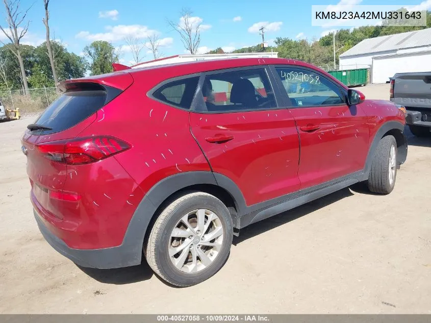 2021 Hyundai Tucson Se VIN: KM8J23A42MU331643 Lot: 40527058