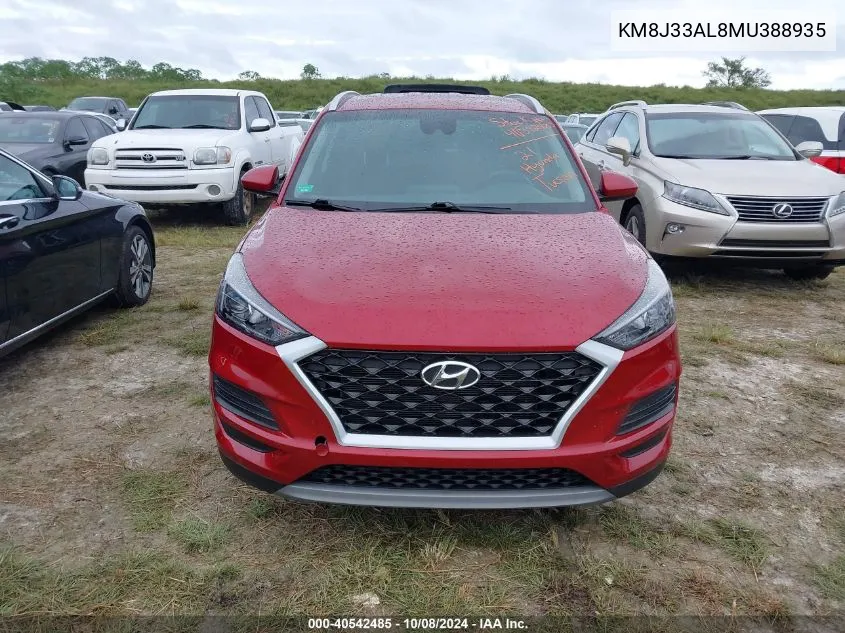 2021 Hyundai Tucson Limited/Sel/Sport/Ultimat VIN: KM8J33AL8MU388935 Lot: 40542485