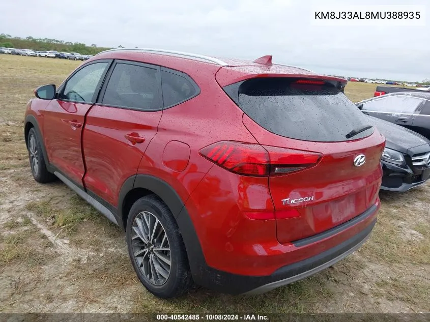 2021 Hyundai Tucson Limited/Sel/Sport/Ultimat VIN: KM8J33AL8MU388935 Lot: 40542485