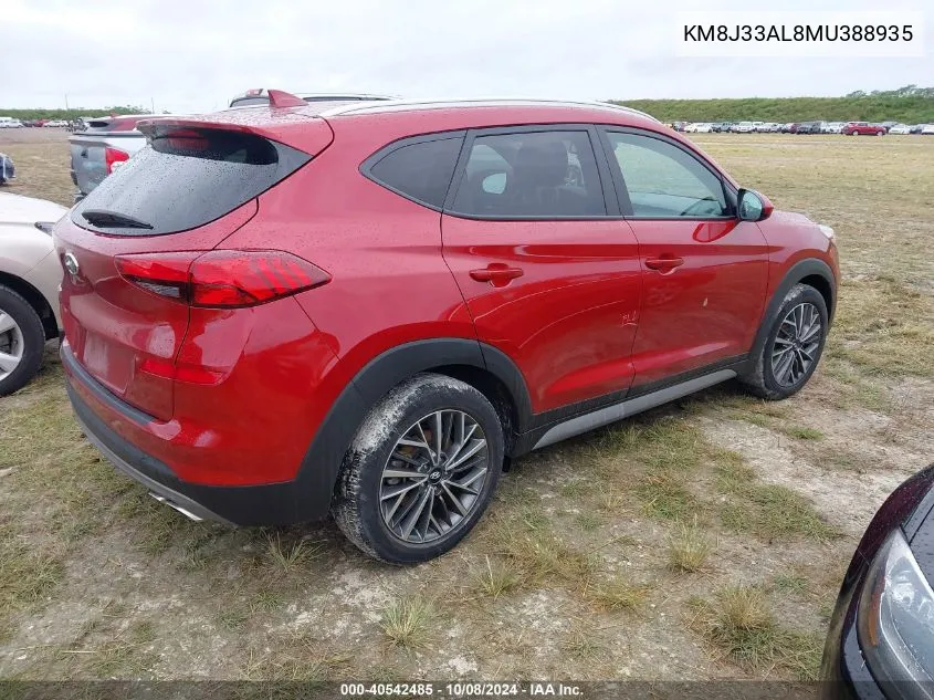 2021 Hyundai Tucson Limited/Sel/Sport/Ultimat VIN: KM8J33AL8MU388935 Lot: 40542485