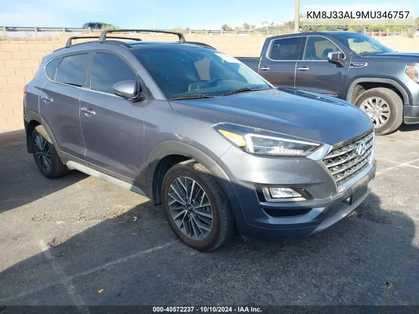 2021 Hyundai Tucson Ultimate VIN: KM8J33AL9MU346757 Lot: 40572237