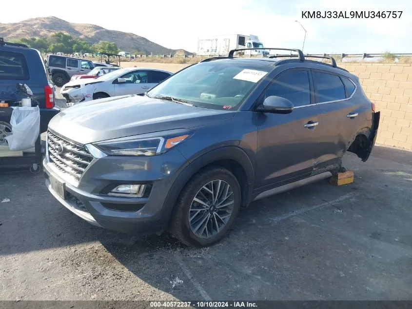 2021 Hyundai Tucson Ultimate VIN: KM8J33AL9MU346757 Lot: 40572237