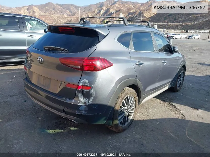 2021 Hyundai Tucson Ultimate VIN: KM8J33AL9MU346757 Lot: 40572237