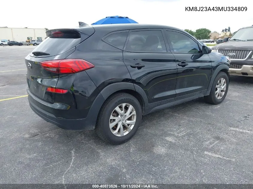 2021 Hyundai Tucson Se VIN: KM8J23A43MU334809 Lot: 40573526