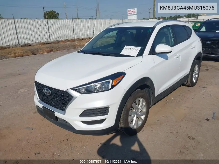 2021 Hyundai Tucson Value VIN: KM8J3CA45MU315076 Lot: 40587577