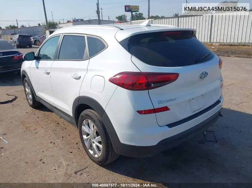 2021 Hyundai Tucson Value VIN: KM8J3CA45MU315076 Lot: 40587577