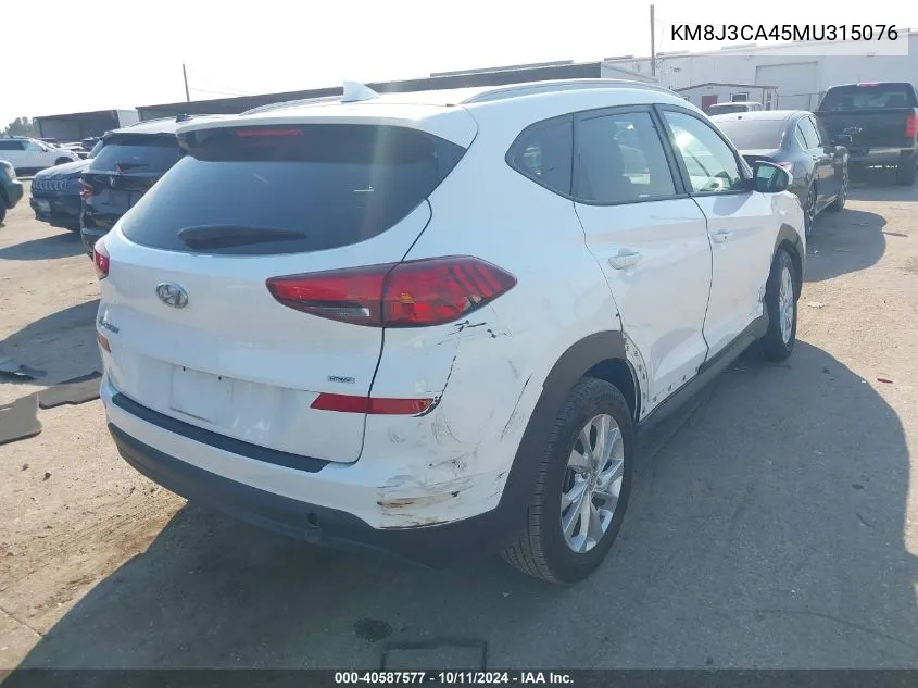 2021 Hyundai Tucson Value VIN: KM8J3CA45MU315076 Lot: 40587577