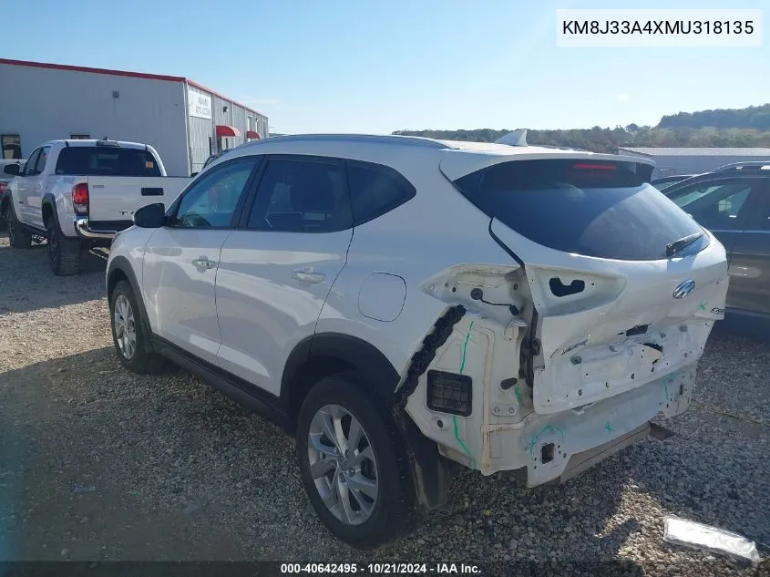 2021 Hyundai Tucson Value VIN: KM8J33A4XMU318135 Lot: 40642495