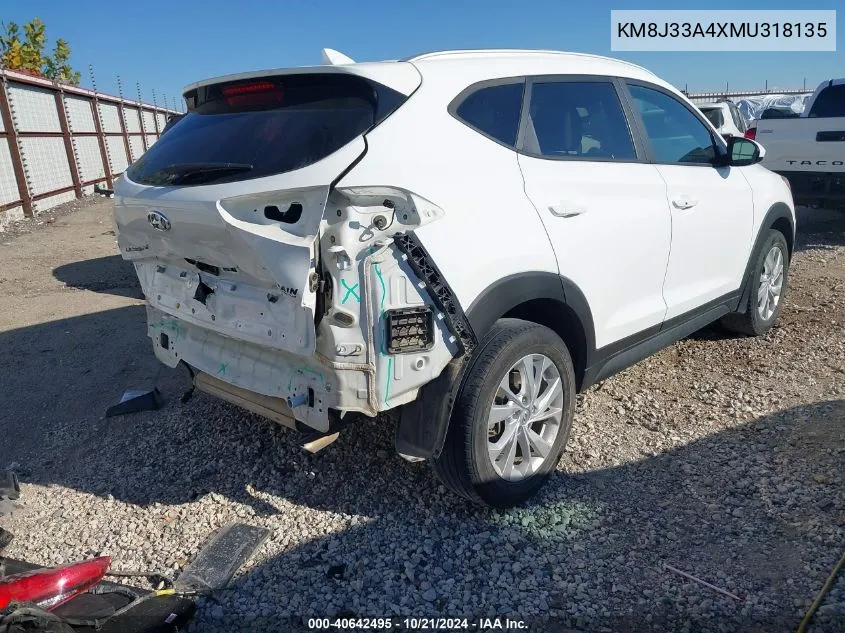 2021 Hyundai Tucson Value VIN: KM8J33A4XMU318135 Lot: 40642495