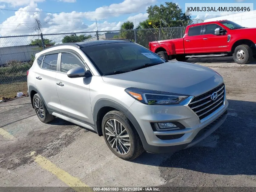 2021 Hyundai Tucson Ultimate VIN: KM8J33AL4MU308496 Lot: 40651083