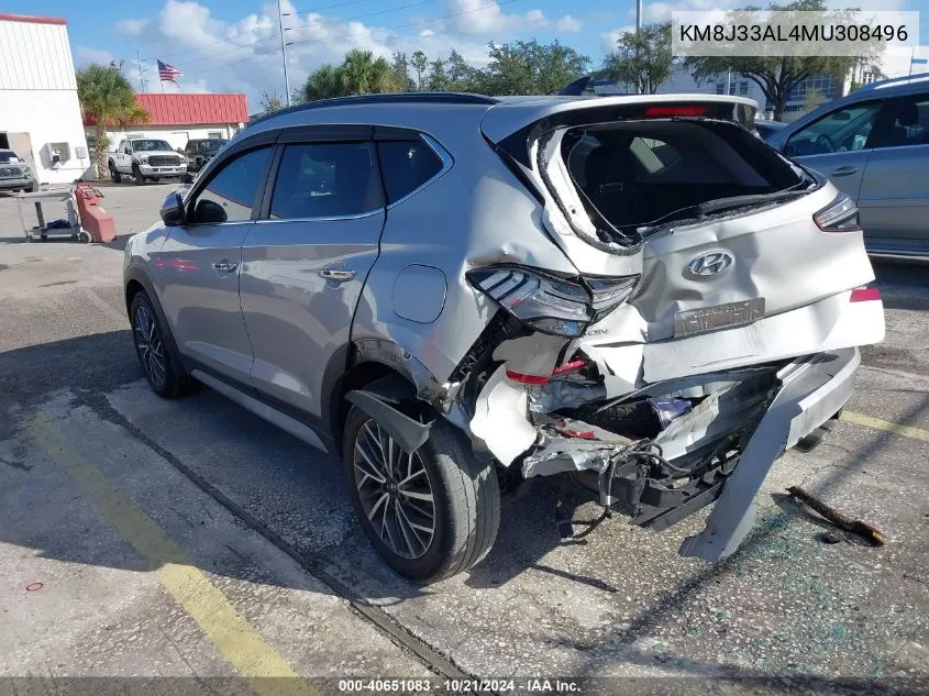 2021 Hyundai Tucson Ultimate VIN: KM8J33AL4MU308496 Lot: 40651083