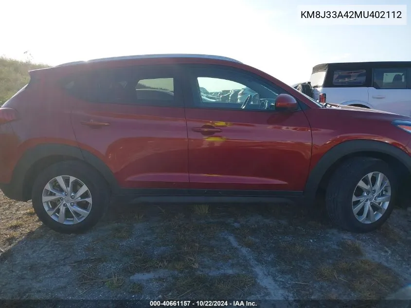 2021 Hyundai Tucson Value VIN: KM8J33A42MU402112 Lot: 40661157