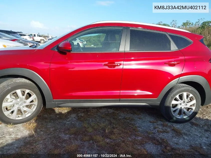 2021 Hyundai Tucson Value VIN: KM8J33A42MU402112 Lot: 40661157