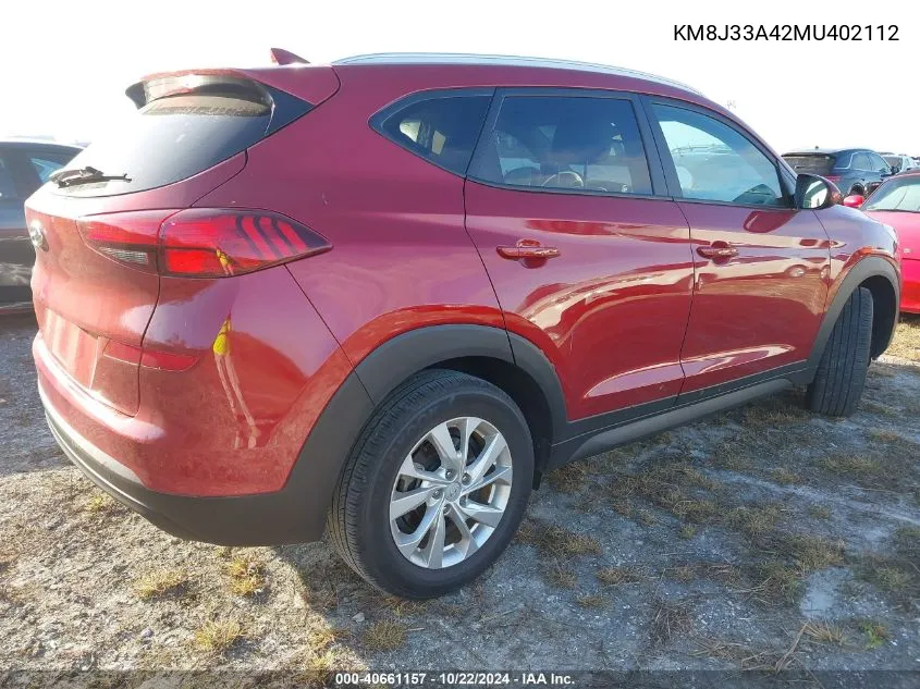 2021 Hyundai Tucson Value VIN: KM8J33A42MU402112 Lot: 40661157